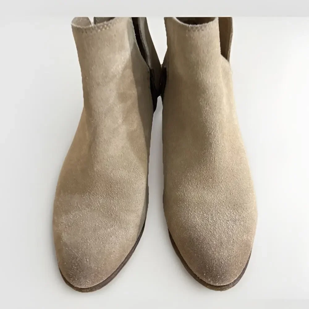 Splendid Hamptyn Suede Ankle Boots - Womens Size 8.5 - Leather Side Zip Neutral